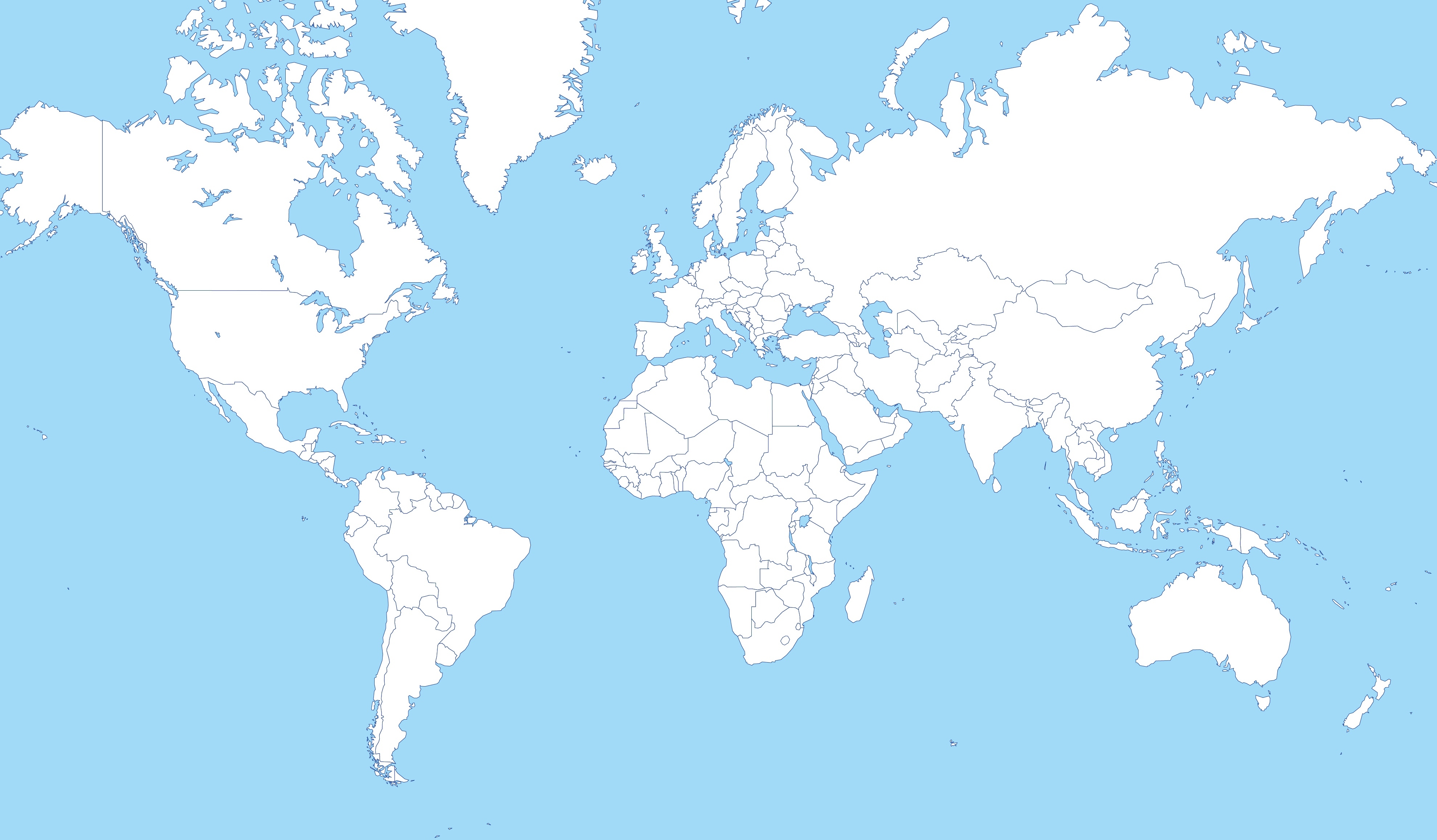 Карта мира со странами и границами крупно на русском в хорошем качестве